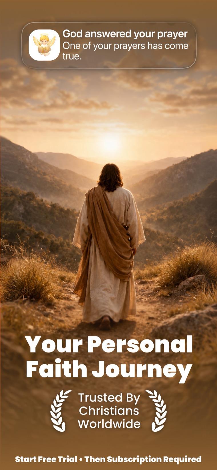 PrayMe promotional screen reading Your Personal Faith Journey